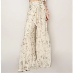 Fashion Nova Cream Floral Printed Palazzo Pants Sz M Women